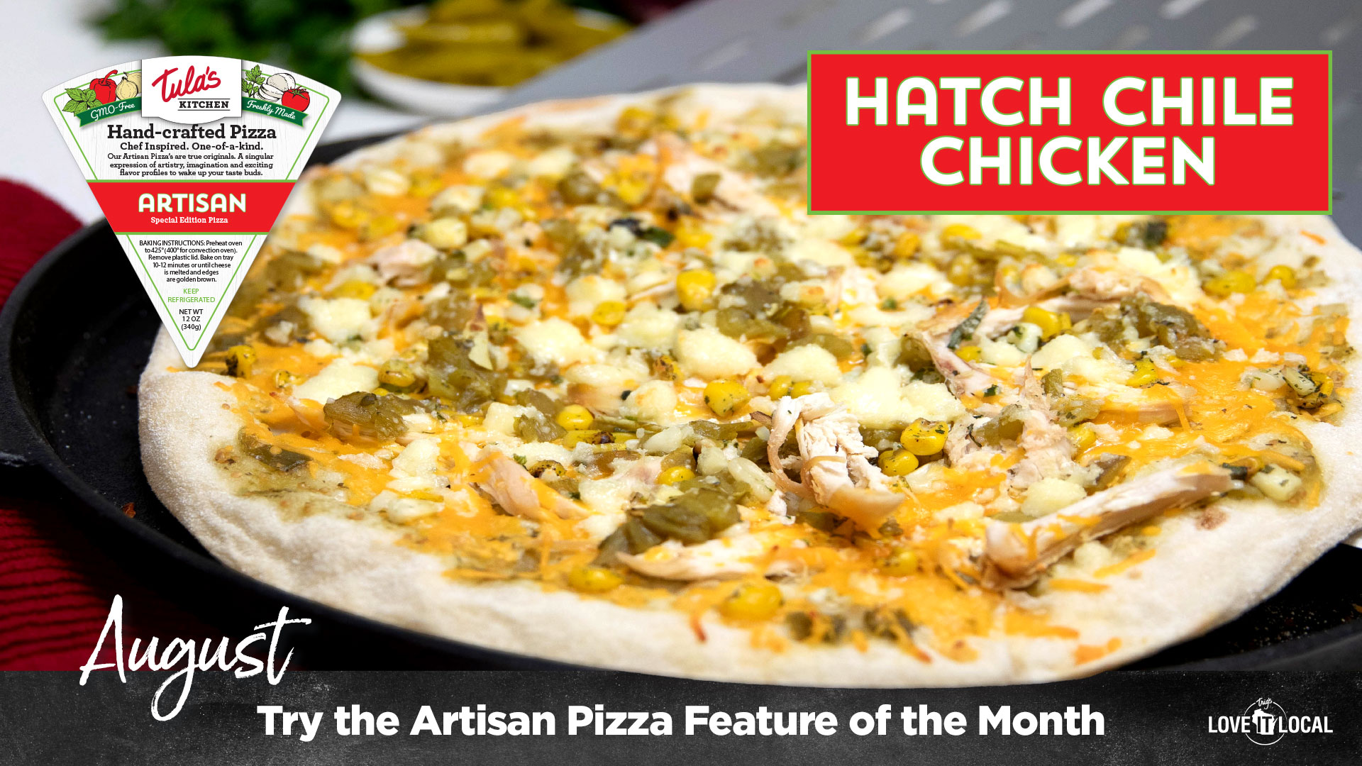 Image of the August limited time offer, Hatch Pepper, artisan pizza.