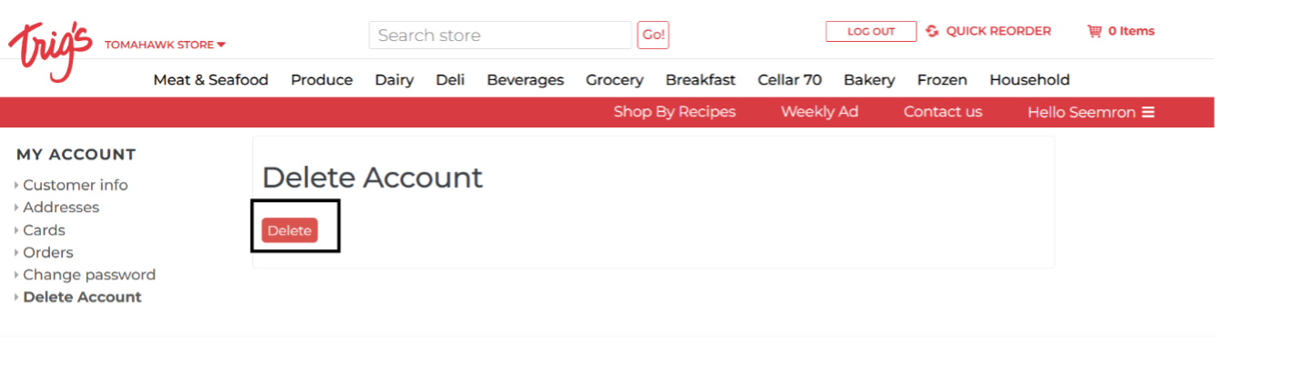 Image of account deletion process from website step 4