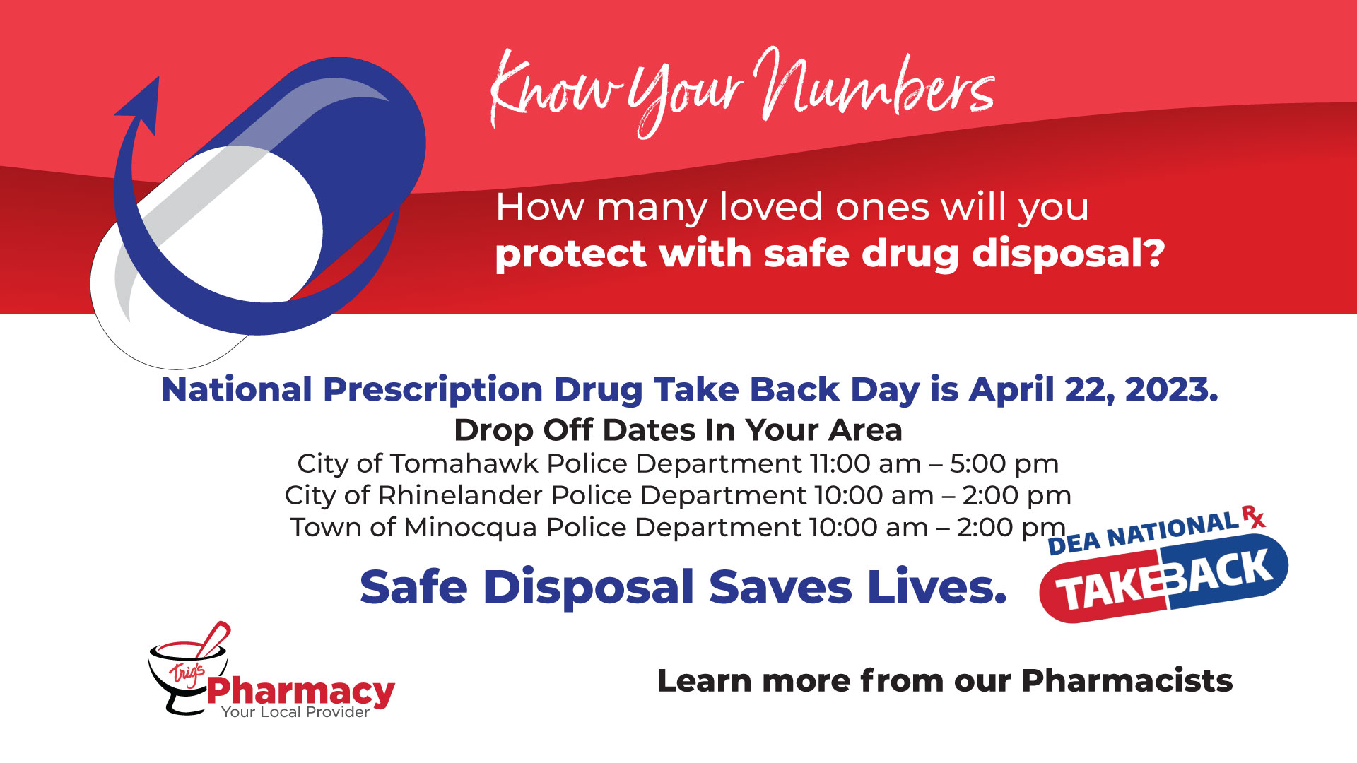 Download your April Know Your Numbers Prescription Drug Take Back Guide.