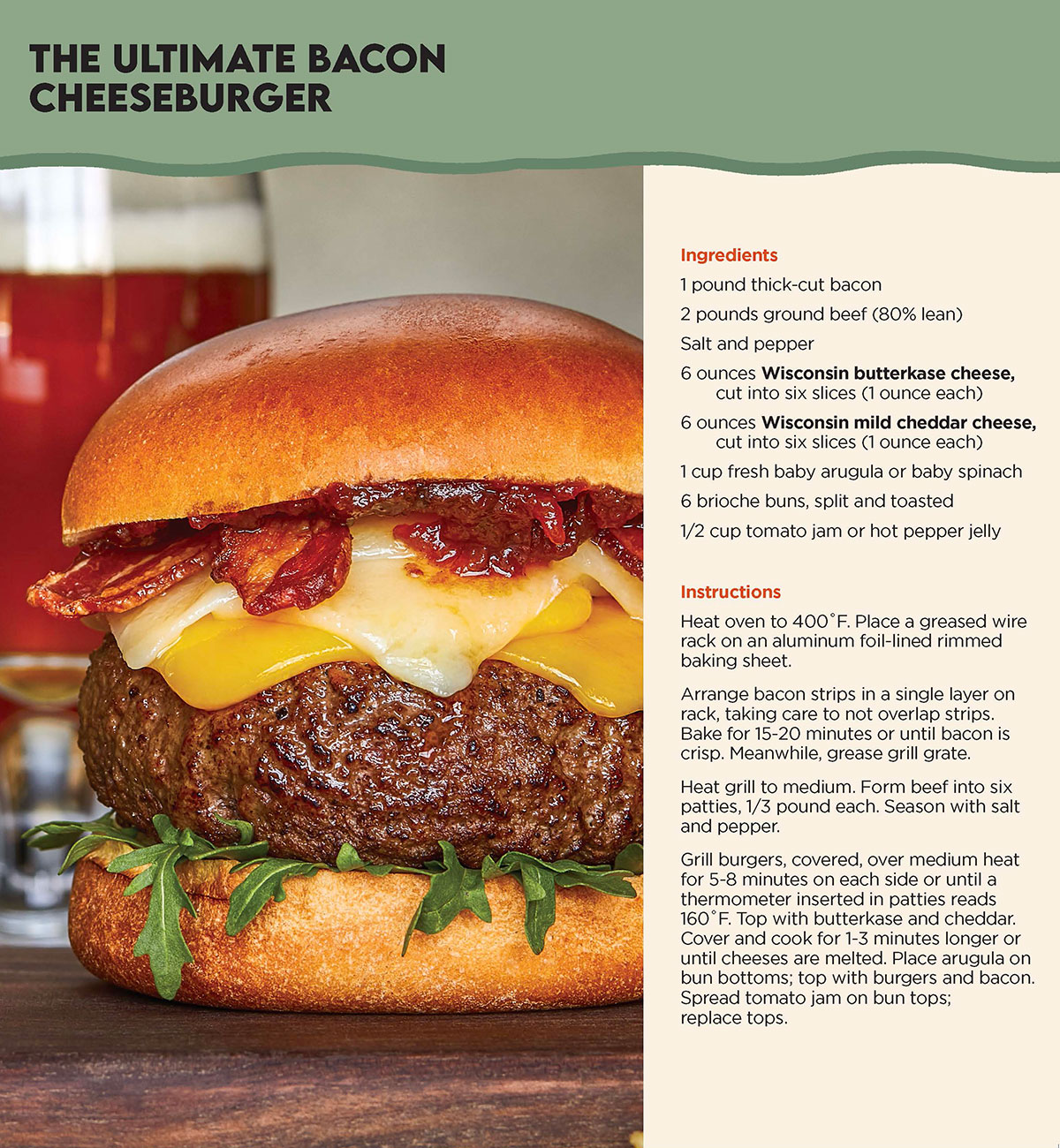 Download your recipe for Ultimate Bacon Cheeseburger courtesy of Wisconsin Cheese