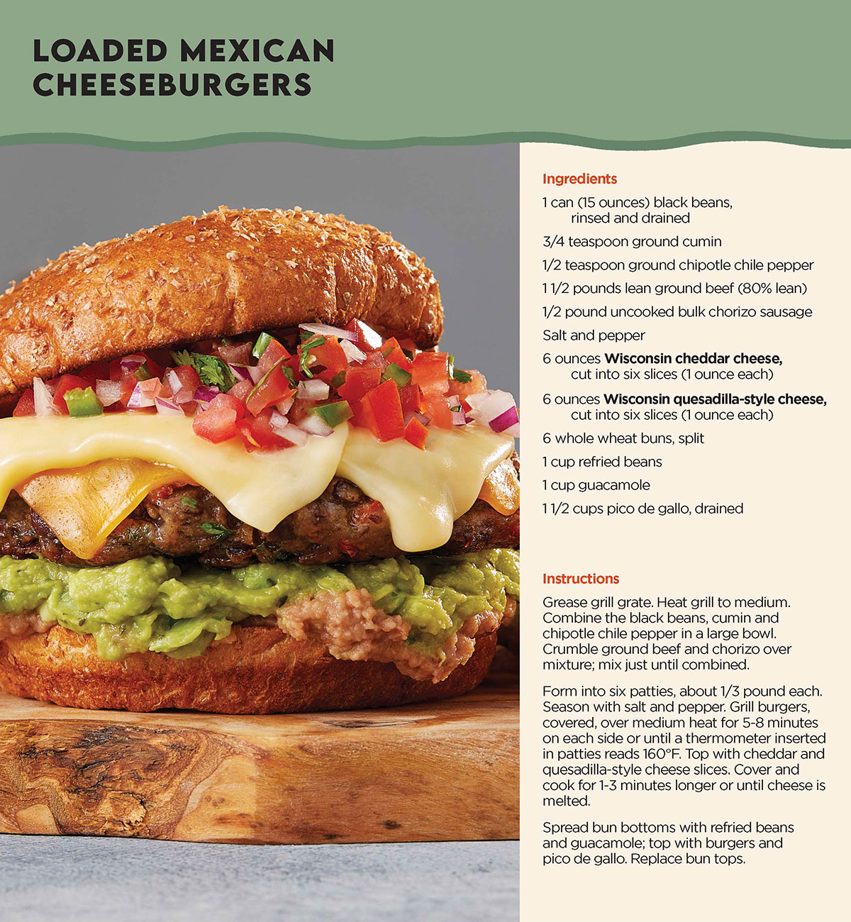 Download the recipe for the Loaded Mexican Burger