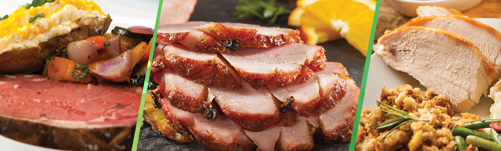 Image of meal variations available in the Trig's Heat & Serve EAster Dinners