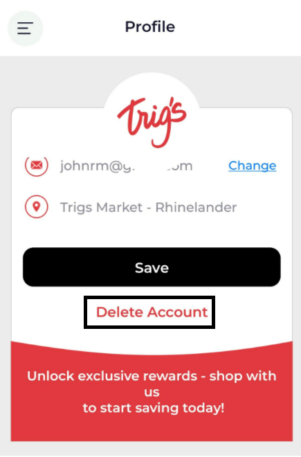 Image of account deletion process step 3 from within the app.