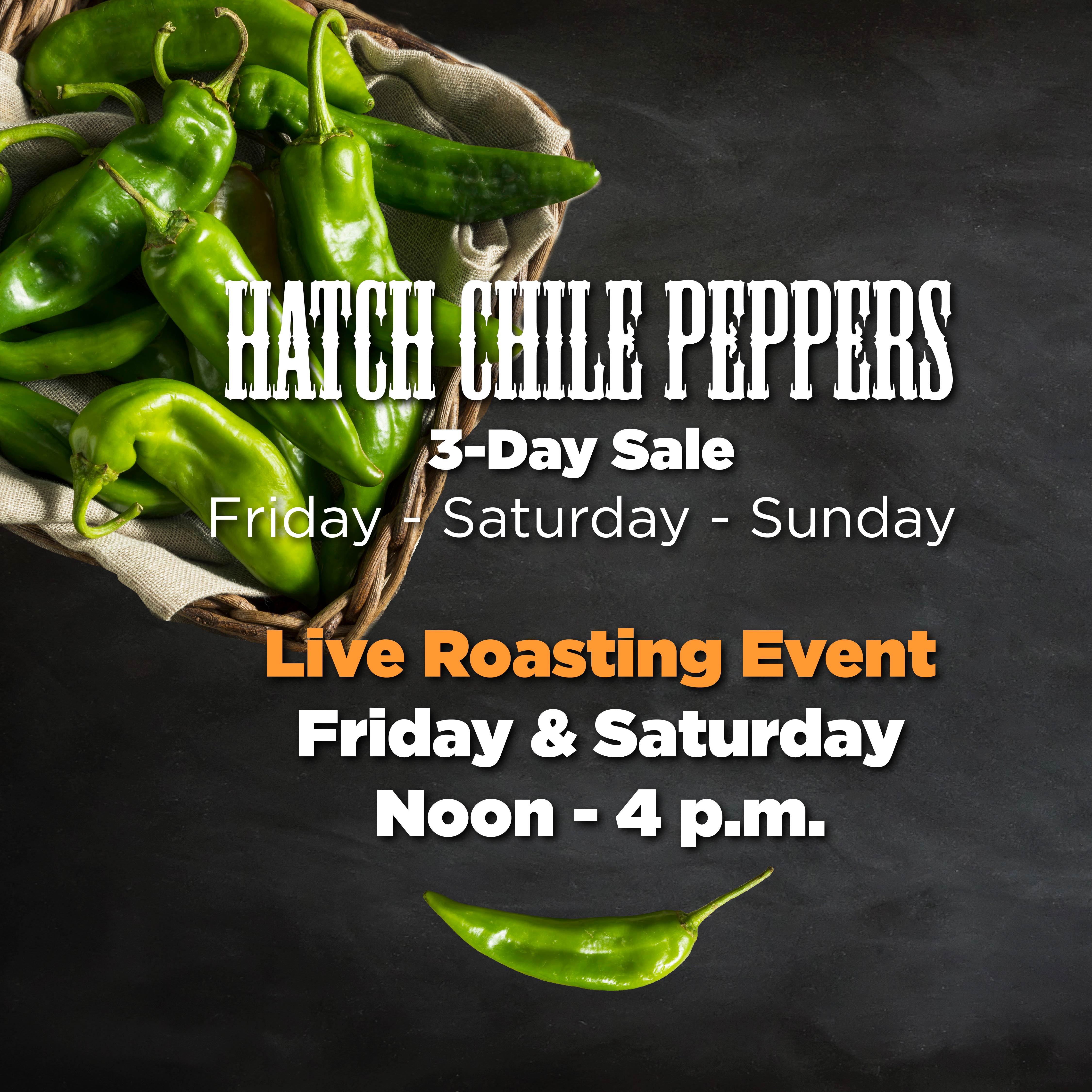 Enjoy our Hatch Chile Pepper Roasting Events on Friday Aug 9 and Saturday Aug 10 from Noon til 4 p.m. at all of our Trig's locations.