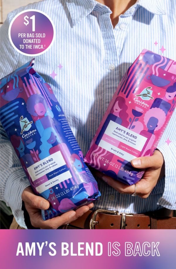 Enjoy the new 2026 Drink Menu available at our Caribou full-service locations. Image of new Cinnamon flavored drinks for. 2026 and Amy's Blend