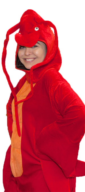 Image of a Trig's employee in a lobster costume to celebrate Lobster Fest - Annually at Trig's stores locations.
